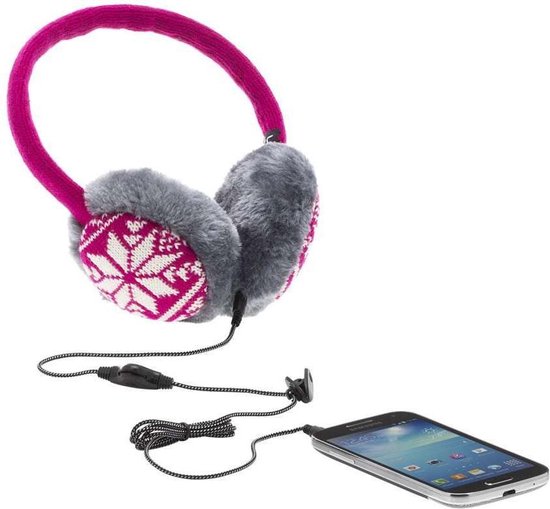 Audio oorwarmers/ oorwarmers met audio aansluiting/ winter  fel roze
