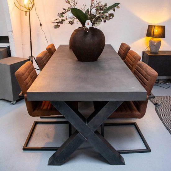 wijsvinger Opiaat Bijdrager Industriële beton ciré tafel 180x100cm Xam (metalen tafelpoten, eettafel,  betontafel) | bol.com