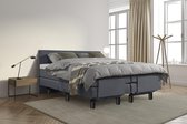 Beddenleeuw Boxspring Bed Sophia - Elektrisch - 160x210 - Incl. Hoofdbord - Lederlook Antraciet (Skai)