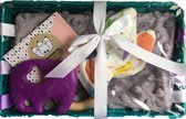 Kraamcadeau Bijtring Labeldoekje Handgemaakt Cadeauset Paars