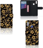 Huawei Y7 (2019) Hoesje Gouden Bloemen