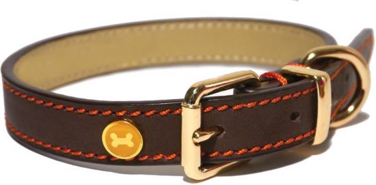 Rosewood – Luxury leren halsband hond – Bruin – 3,8 x 56-66 cm