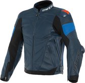 Dainese Super Race Black Iris Light Blue Fluo Red Leather Motorcycle Jacket 56