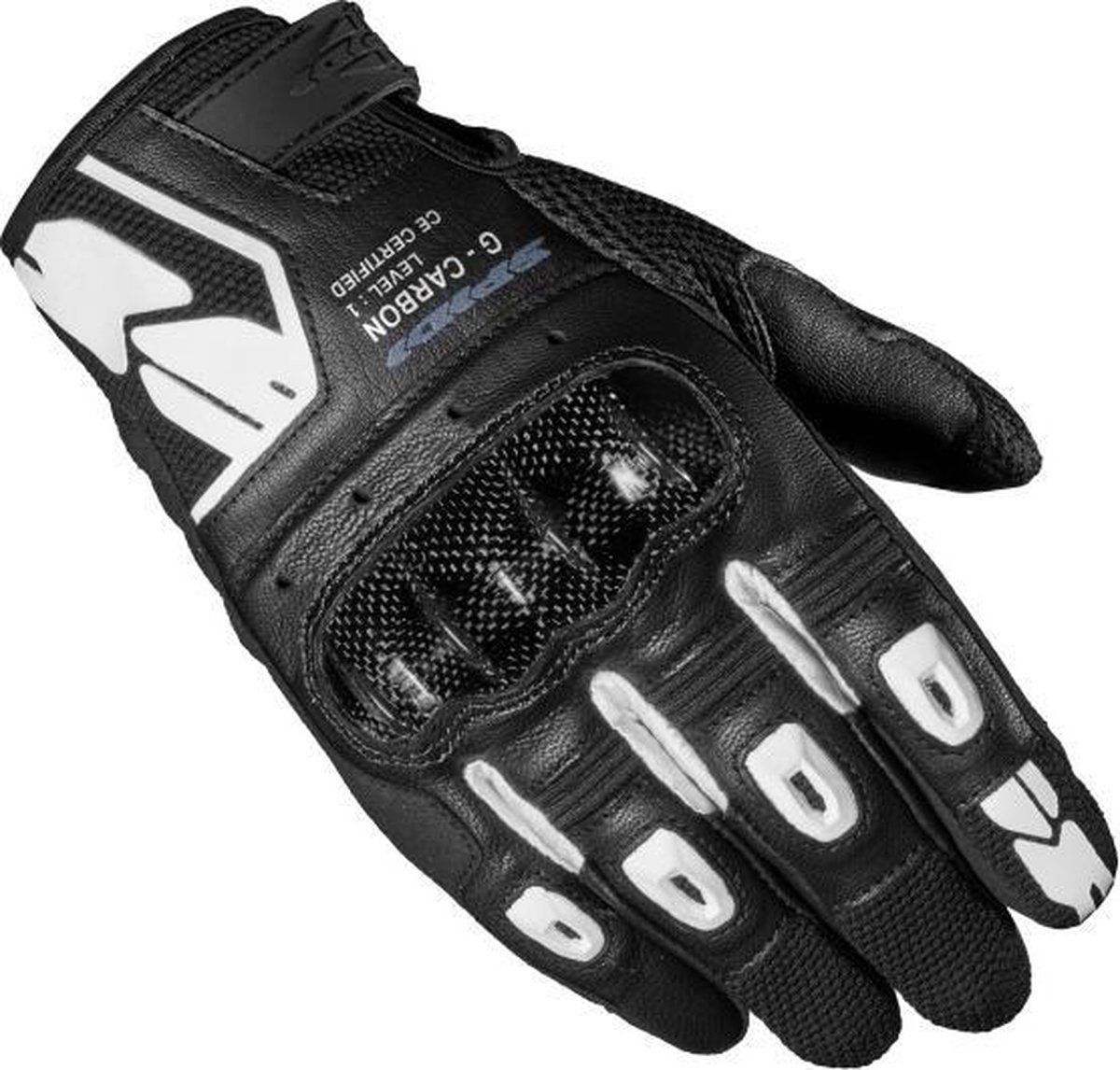 Spidi G-Carbon Black White Motorcycle Gloves L