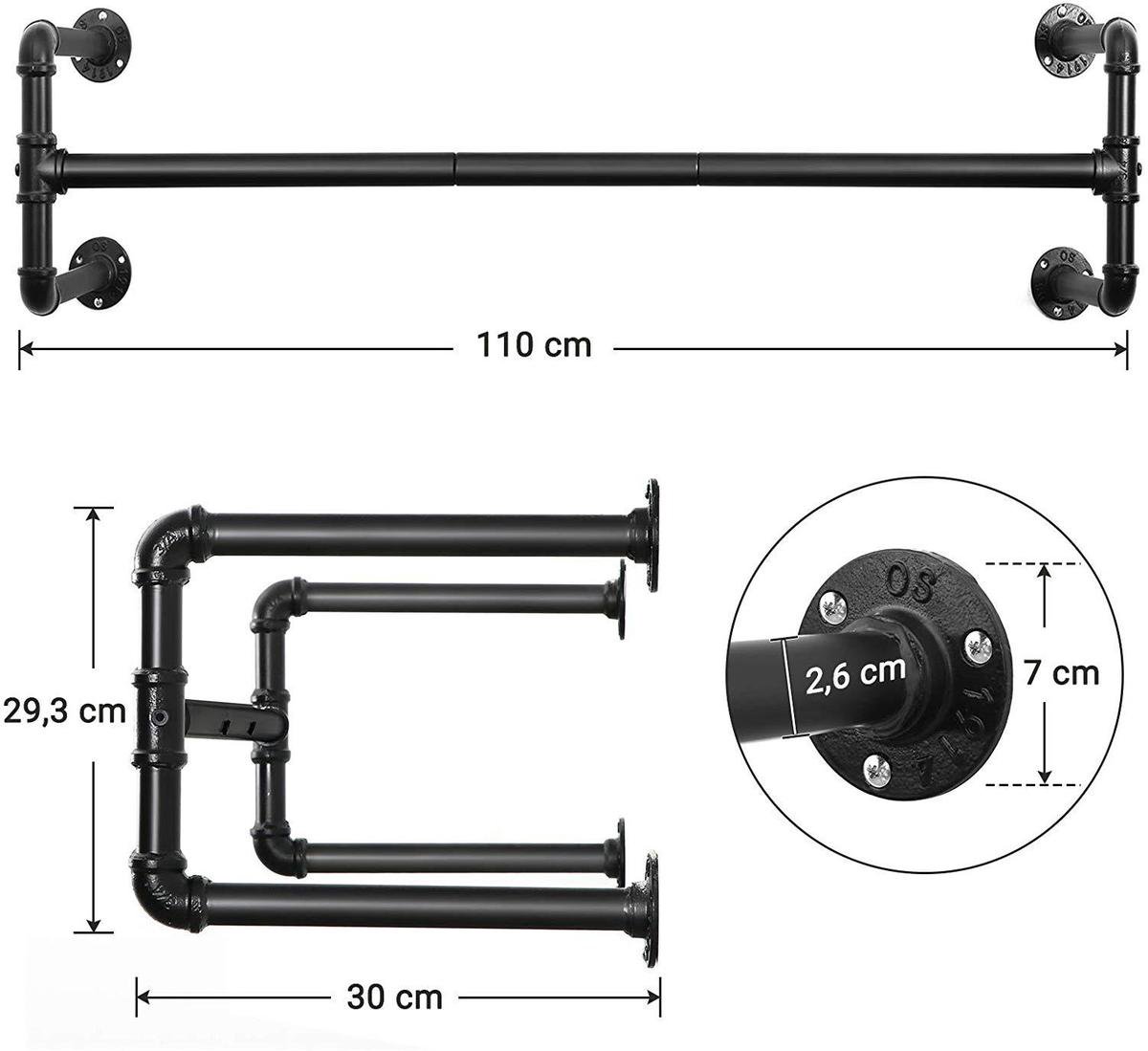 Ophang Rail in Industriële Stijl Kledingstang / Kapstok