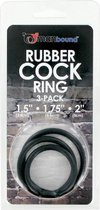 Manbound Rubber Cock Ring - Zwart - 3 Stuks