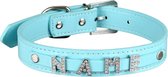 scarlet pet | Hondenhalsband "My-Name" incl. 5 strass letters; kan gepersonaliseerd worden met de naam van uw hond; extra letters kunnen besteld worden. Turquoise (L) 46 cm