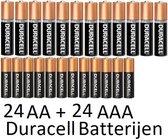 24 Stuks AA + 24 Stuks AAA Duracell Alkaline Batterijen