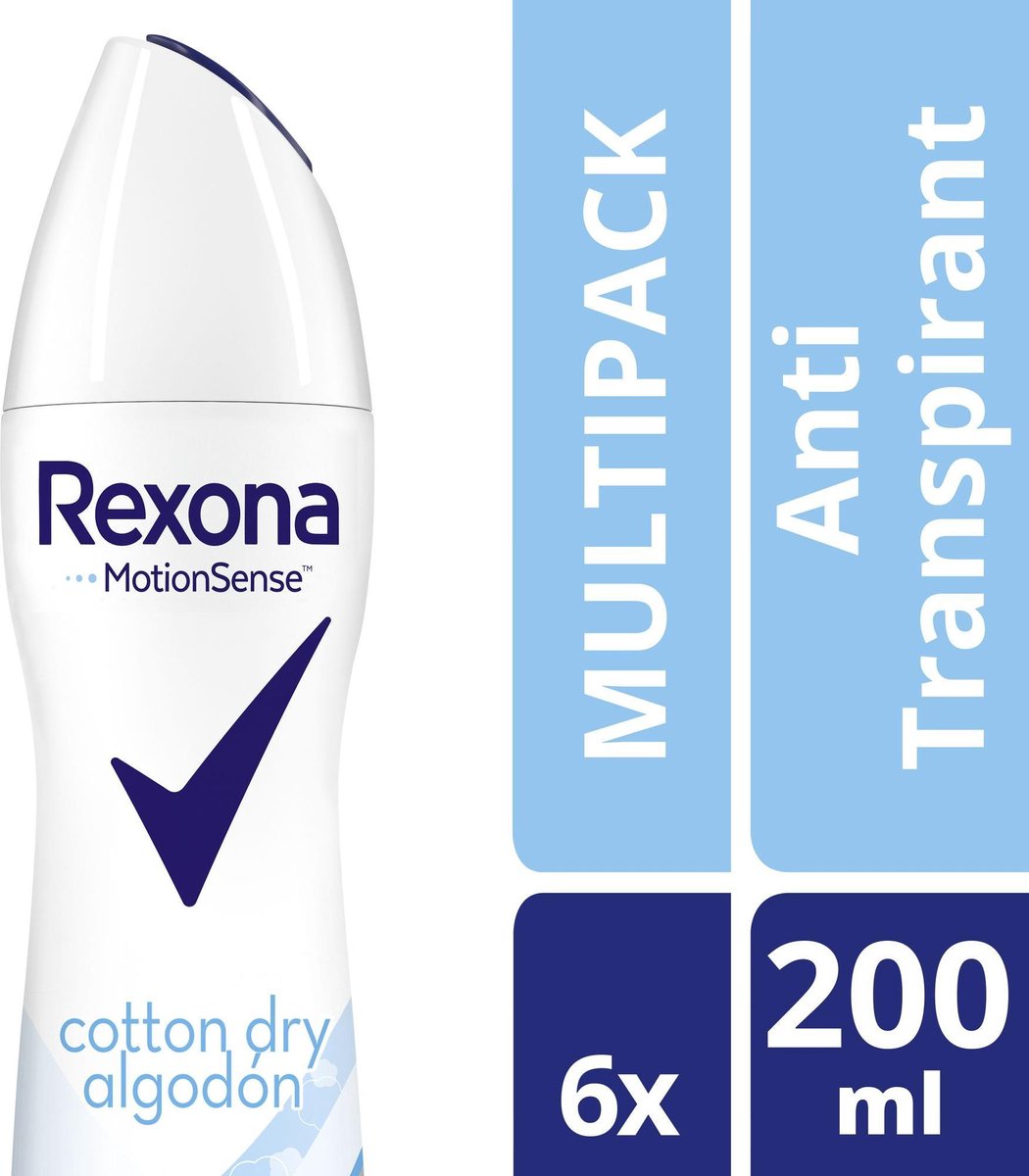 Rexona Women Cotton Dry Antitranspirant Antiperspirant Spray Deodorant  200ml (Pack of 6)