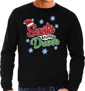 Foute Kersttrui / sweater - Santa is a little drunk - zwart voor heren - kerstkleding / kerst outfit L (52)