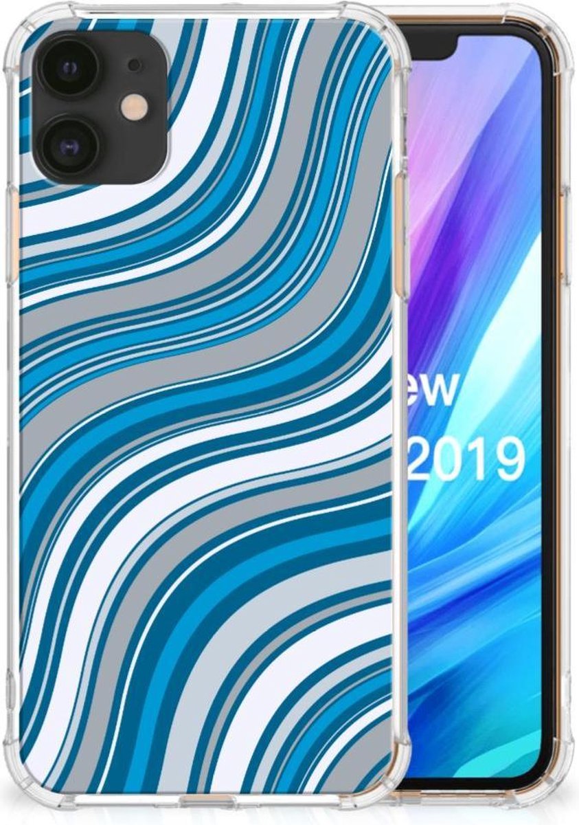 Apple iPhone 11 Doorzichtige Silicone Hoesje Waves Blue