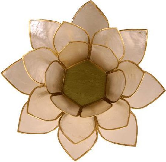 Lotus sfeerlicht naturel goudrand – 13.5 cm – S