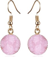 oorbellen dames | oorhangers dames | goudkleurige oorbellen met roze hanger | cadeau voor vrouw