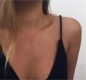 Ketting Layer met Hanger - Decolleté Choker Collier - Zilver kleur - 40 cm - 1 stuks