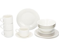 alpina Serviesset 16-Delig - Bordenset Ontbijt 4 Persoons - Aardewerk Servies - Ontbijtborden,…