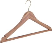 De Kledinghanger Gigant - 5 x Blouse / shirthanger cederhout ongelakt met messinghaak, rokinkepingen en anti-slip broeklat, 45 cm