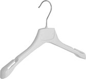 De Kledinghanger Gigant - 10 x Kinderhanger kunststof wit met schouderverbreding en rokinkepingen, 36 cm