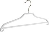 De Kledinghanger Gigant - 15 x Blouse / shirthanger metaal met broeklat en witte anti-slip coating, 40 cm