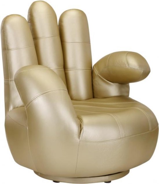 Draaiende hand fauteuil van kunstleer CATCHY – Goudkleurig | bol.com
