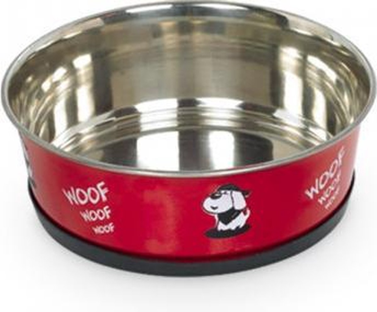 Nobby eetbak heavy bowl met antislip 16 cm - rood