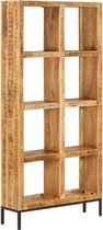 Boekenkast 80x25x175 cm massief Mango hout (Incl Magazine Houder)  - Boeken kast