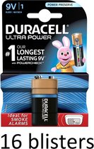 16 Stuk (16 Blisters a 1 st) Duracell Alkaline Ultra Power 9V - 9 Volt