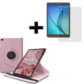 Samsung Galaxy Tab A 2019 Hoesje - 10.1 inch - 360° Draaibare Book Case Bescherm Cover Hoes Rose Goud + Samsung Tab A 2019 Screenprotector Tempered Glass