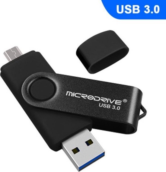 MicroDrive 32GB USB 3.0 stick| Past ook in de meeste telefoons | Extern  geheugen | Zwart | bol.com