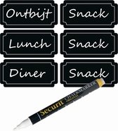 6x Mealprep krijtbord etiketten met witte krijtstift - Fitness macros tellen - Afvallen/gainen - Meal prep maaltijden labels/stickets