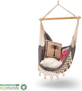ECOMUNDY® - Luxe Hangstoel met franje - BIO katoen - GOTS - Boho - Dubbeldik Handgeweven - Max 150kg