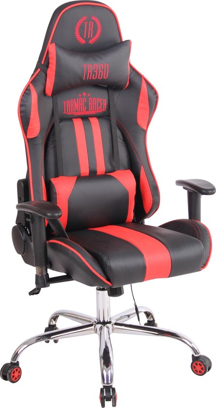 Game stoel - Bureaustoel - Sportief - Massage - Kunstleer - Rood/zwart - 45x54x138 cm