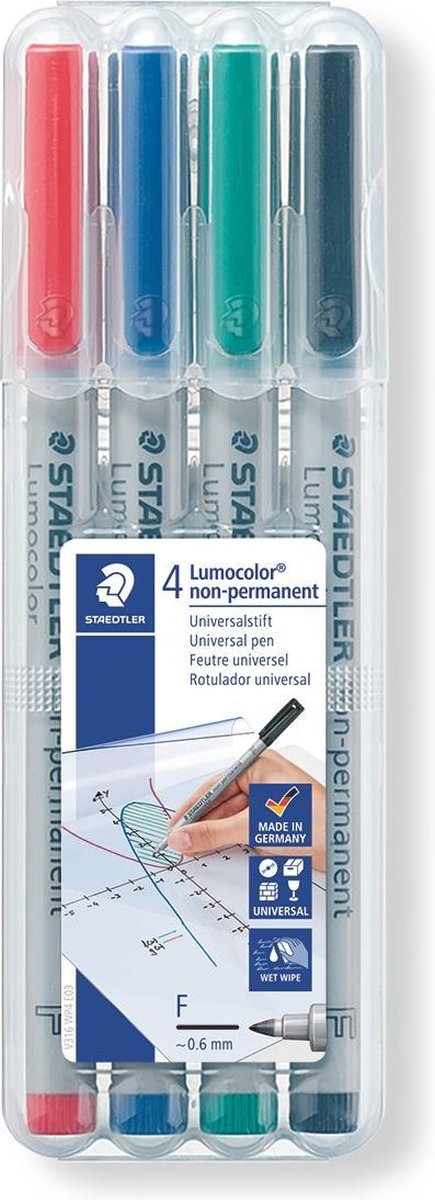 STAEDTLER Lumocolor F non-permanent pen - Box 4 kleuren - STAEDTLER