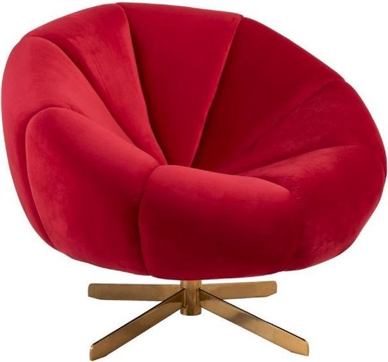 Duverger Velvet Lounge - Club fauteuil - rood fluweel - rond - draaiend -  goudkleurige... | bol.com