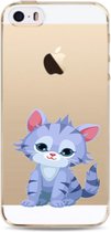 Apple Iphone 5 / 5S / SE2016 Transparant siliconen cover hoesje (Lief katje)
