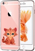 Apple Iphone 6 / 6S Transparant siliconen hoesje (Lief katje)
