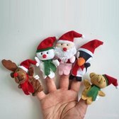 5 x Kerst vingerpoppetje - kerstman, sneeuwpop, rendier etc