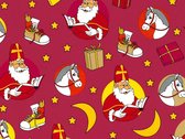 Cadeaupapier - Sinterklaas dessin R25603B - Sint & Paard - Glossy - 50cm - 200m - 70gr