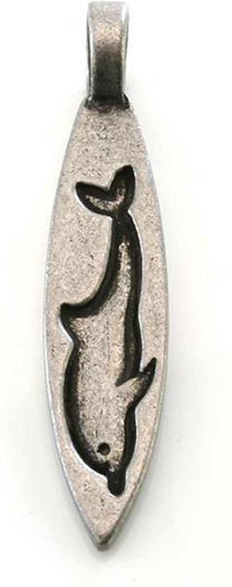 Losse hanger oud-zilverkleurig metaal surf dolfijn