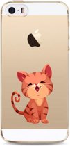 Apple Iphone 5 / 5S / SE2016 transparant siliconen hoesje - kitten