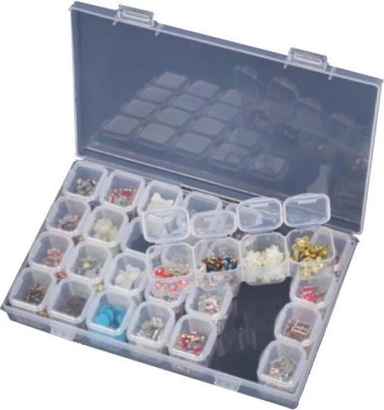 Diamond Painting opbergdoos, sorteerdoos 7x4, opbergsysteem met 28 vakjes + Memorycard SKalert® 'Holiday Feeling' - Merkloos