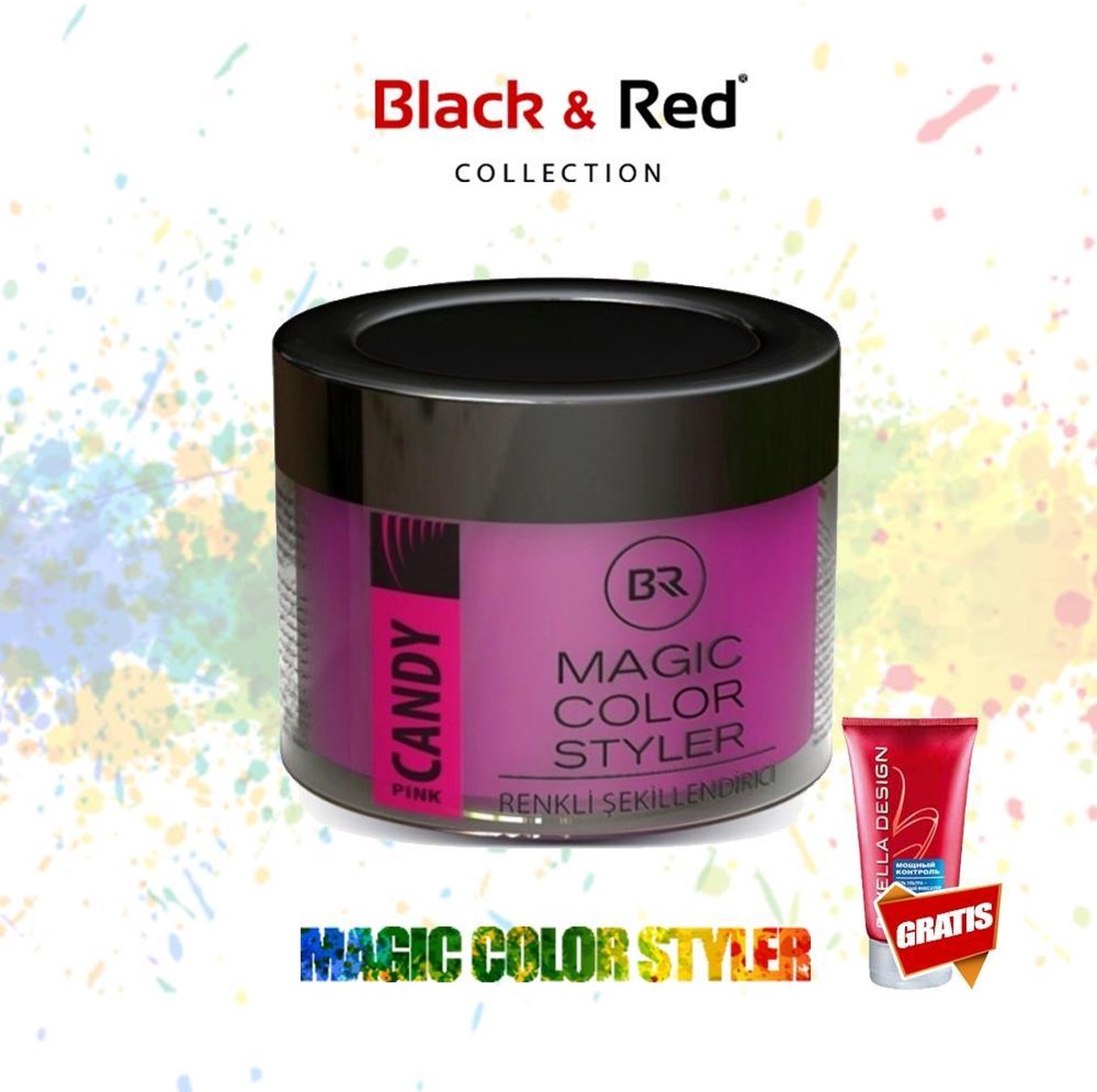 Black&Red Collection Magic Color Styler Haar Wax 100ml - Pink Candy