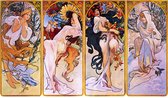 Poster Four Seasons - Schilderij Alphonse Mucha - De Seizoenen - 50x70 cm
