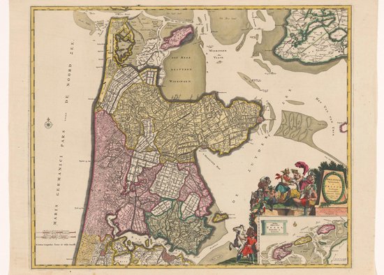 Poster Historische Kaart Noord-Holland - 50x70 - Amsterdam