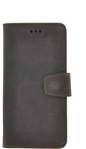 Samsung Galaxy A30 hoesje - Bookcase - Portemonnee Hoes Echt leer Wallet case Antiek Donker Bruin