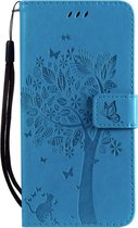 Samsung Galaxy A40 Bookcase | Blauw | Bloemen | Portemonnee Hoesje