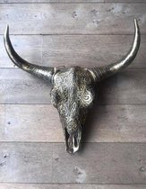 Skull buffelschedel - SKULL - Skull voor aan de muur - Buffelschedel - Wanddecoratie - Dierenschedel - Dierenhoofd - Cadeau - Decoratie - Brons - 64 cm breed