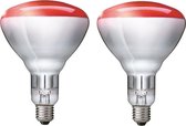 2 stuks Philips Infraroodlamp E27 150W Rood