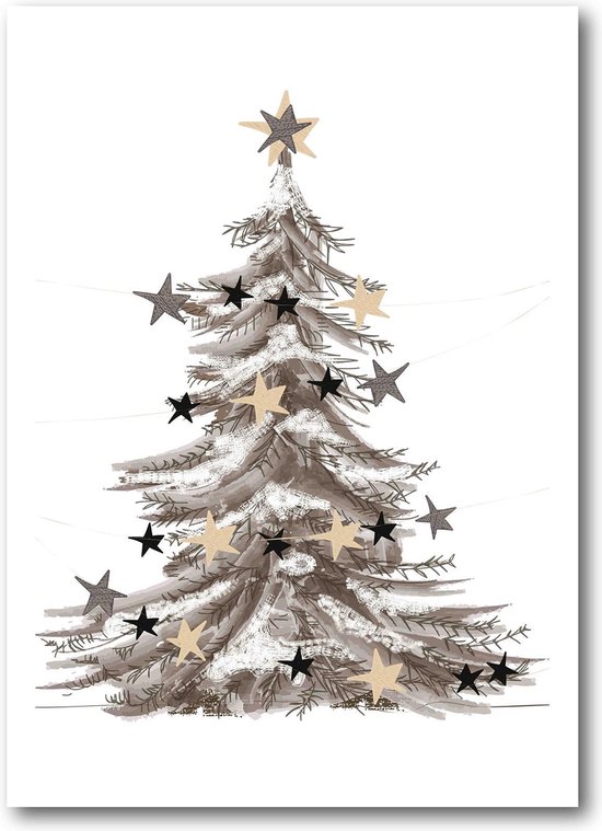 Rozijntjes Hippe kerst poster kerstboom met sterren | bol.com