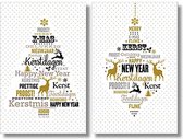 20 Kerstkaarten - Folie - Witte envelop - 10,5 x 16 cm