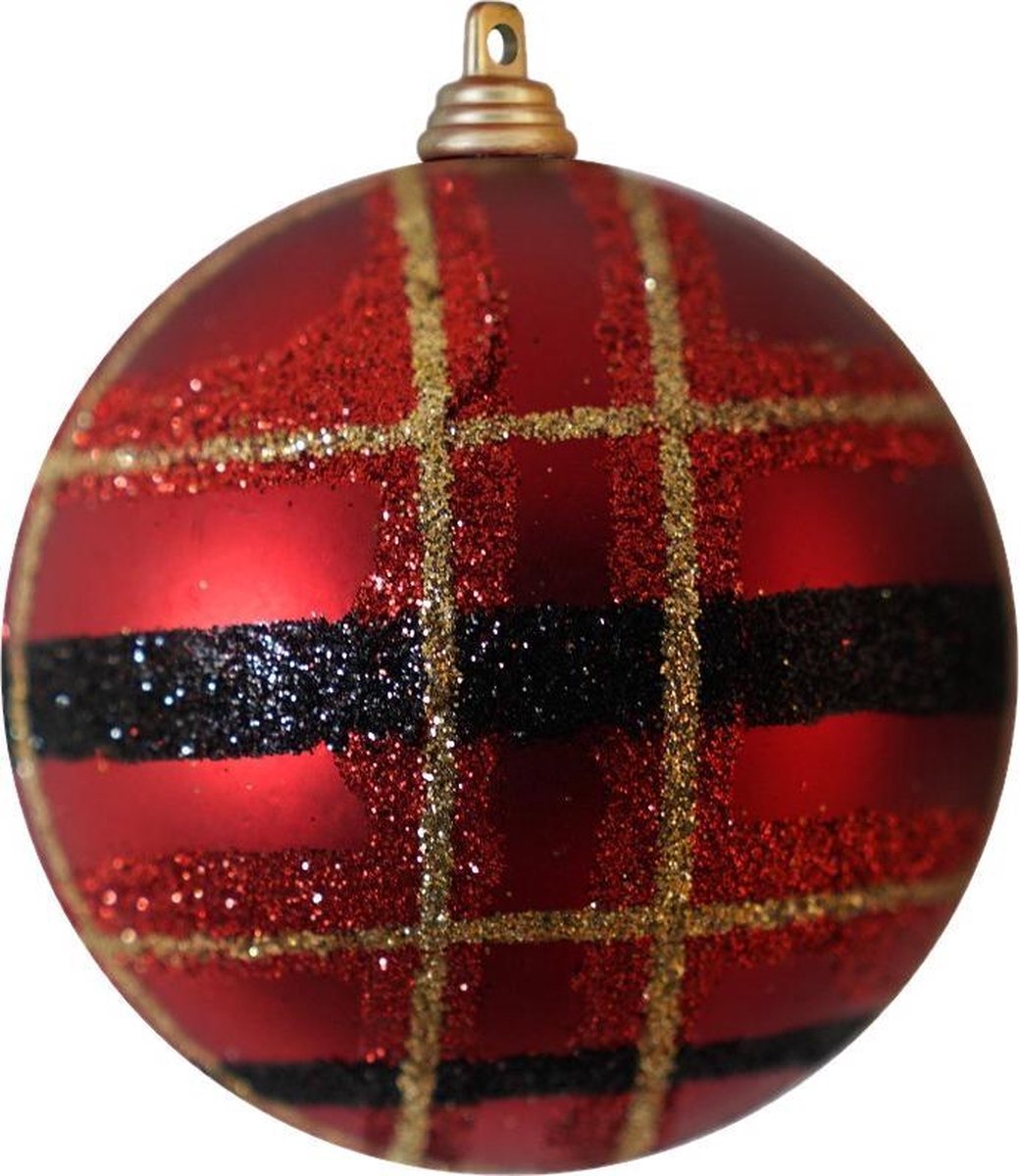 Kerstbal Patroon rood 15 cm